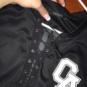 Black Front Open Tee